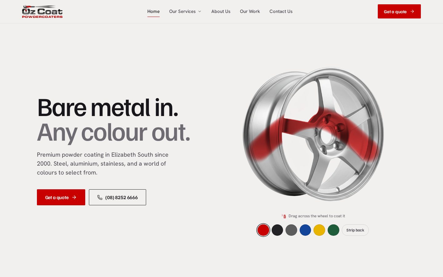OZ Coat powder coating website, Elizabeth South, Adelaide